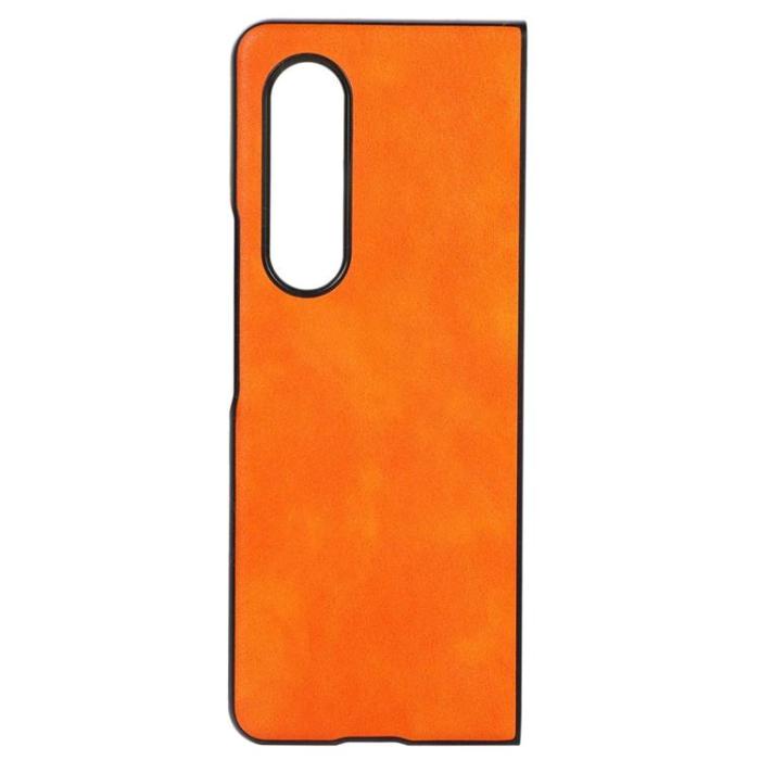 OEM - Galaxy Z Fold 4 Skal Läder Litchi - Orange