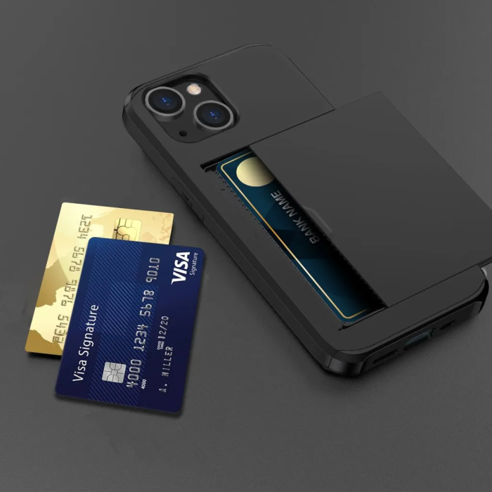 Taltech - iPhone 15 Plus Mobilskal Korthållare - Svart
