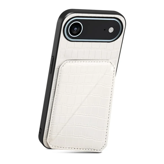 A-One Brand - iPhone 17 Air Mobilskal Korthållare Crocodile Textured - Vit