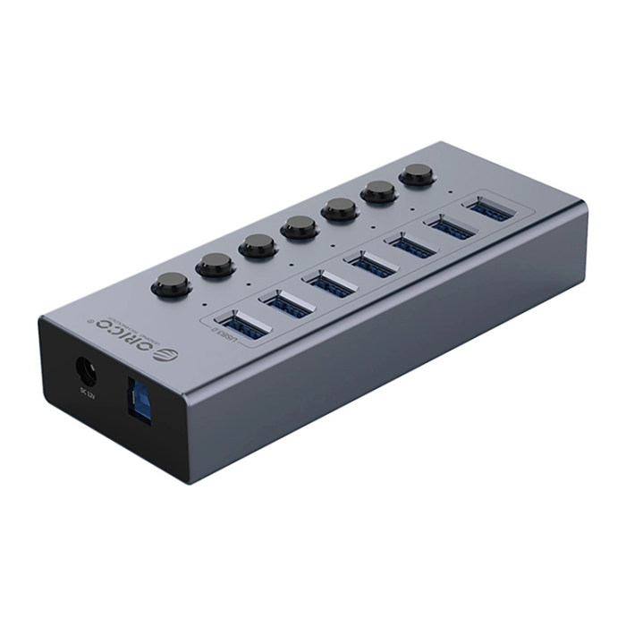 ORICO - Orico Hubb 7xUSB-A 3.0 med Strömbrytare - Grå