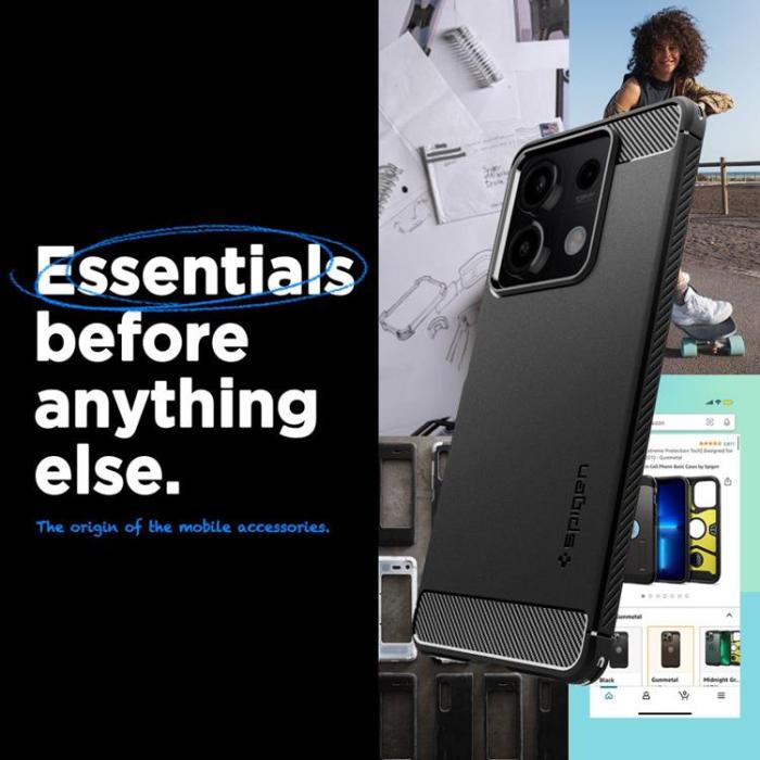 Spigen - Spigen Xiaomi Redmi Note 13 Pro 5G Mobilskal Rugged Armor - Svart
