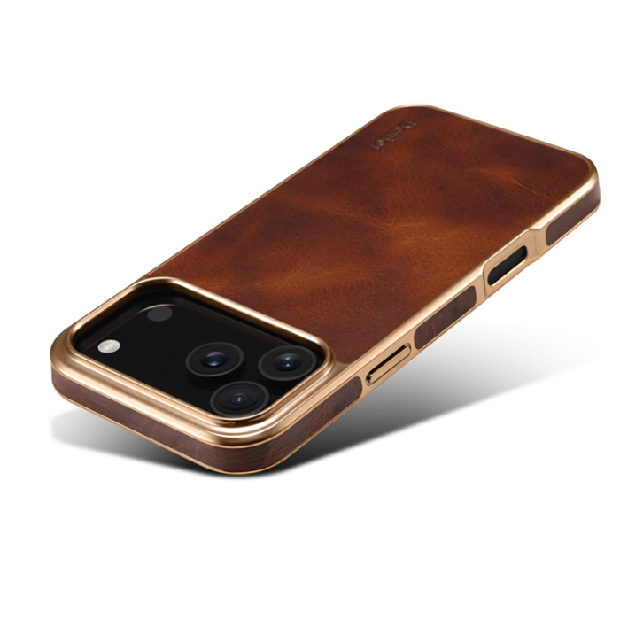 DENIOR - DENIOR iPhone 17 Pro Max Mobilskal Äkta Läder Electroplating