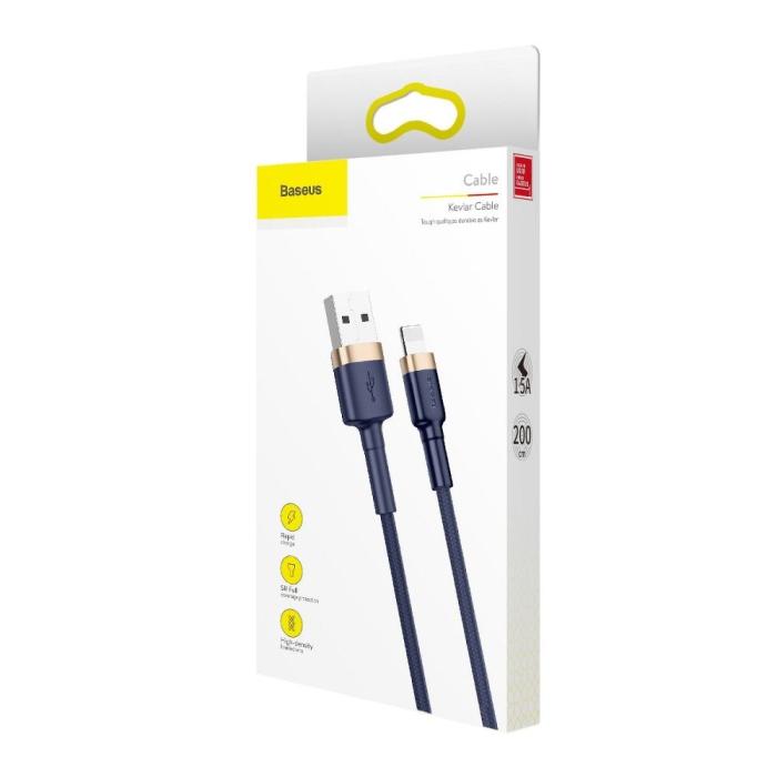 BASEUS - BASEUS cafule USB-A till Lightning kabel 2,4A 1m Guld-Blå