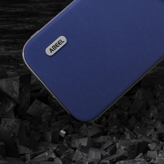 ABEEL - ABEEL Mobilskal till iPhone 14 Pro Max Shockproof Blå PU Läder