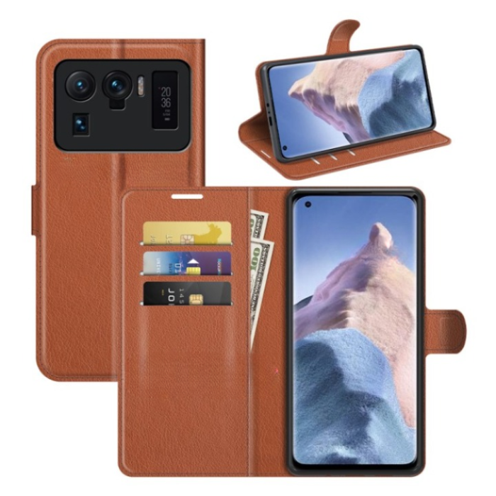 OEM - Xiaomi Mi 11 Ultra Plånboksfodral Folio Flip Kickstand - Brun