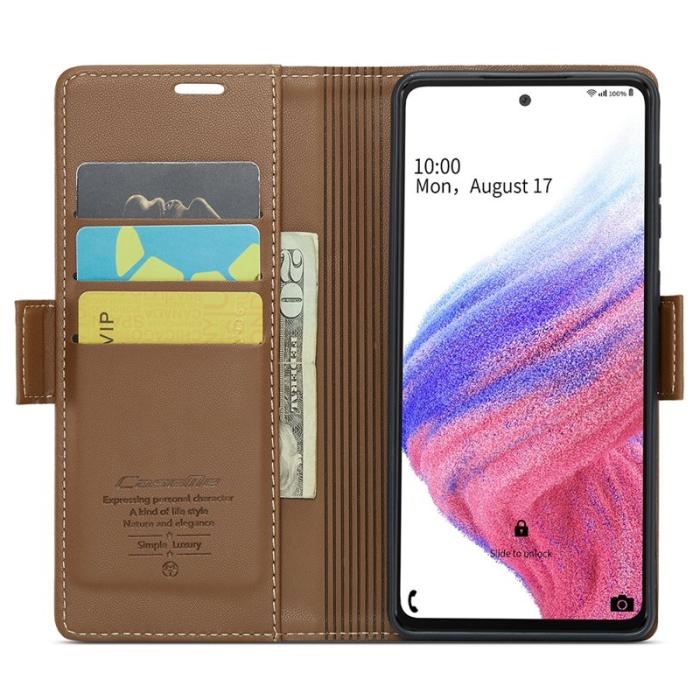 Caseme - CASEME Plånboksfodral Konstläder för Samsung Galaxy A53 5G - Brun