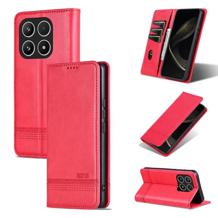 AZNS - AZNS Xiaomi 15T Plånboksfodral Konstläder - Röd