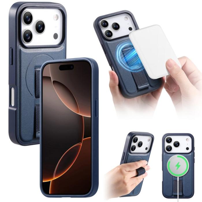 CASENEO - CASENEO iPhone 17 Pro Fodral Magnetiskt KonstLäder - Blå