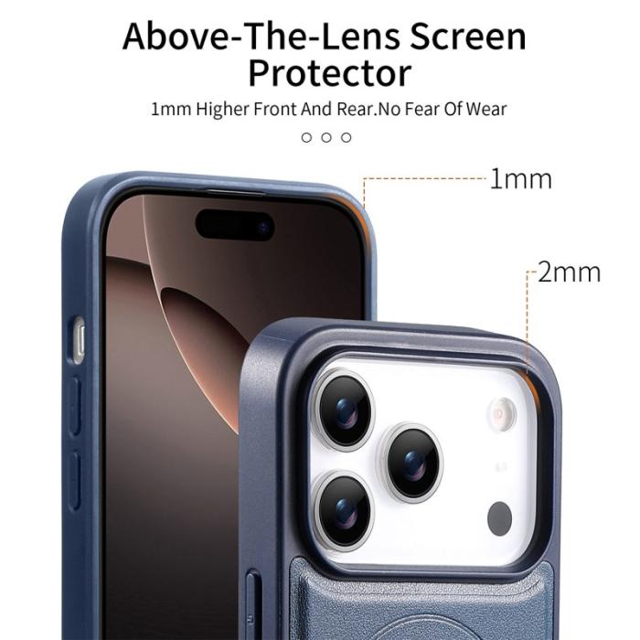 CASENEO - CASENEO iPhone 17 Pro Fodral Magnetiskt KonstLäder - Blå