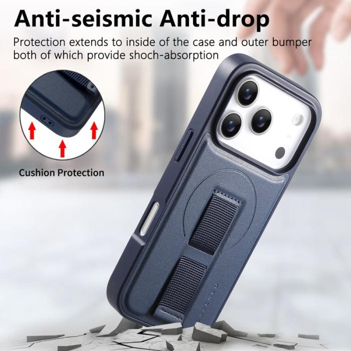 CASENEO - CASENEO iPhone 17 Pro Fodral Magnetiskt KonstLäder - Blå