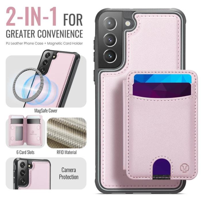 OEM - JEEHOOD Samsung Galaxy S22 5G Fodral KonstLäder - Rosa