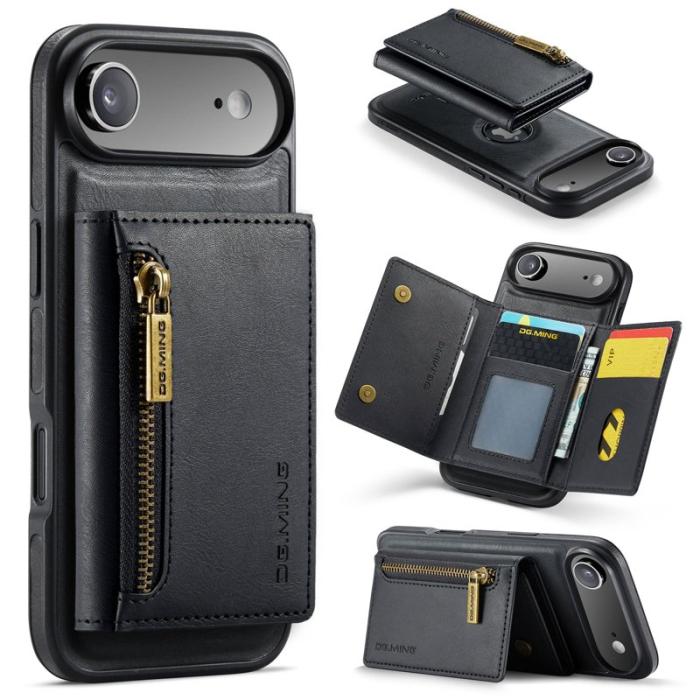DG.MING - DG.MING M5 Series iPhone Air Plånboksfodral Avtagbart Konstläder Svart