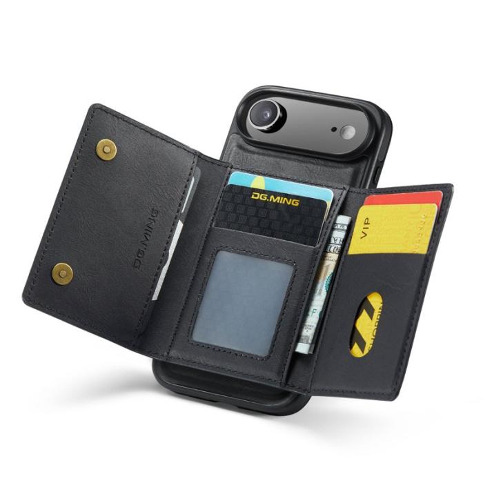 DG.MING - DG.MING M5 Series iPhone Air Plånboksfodral Avtagbart Konstläder Svart