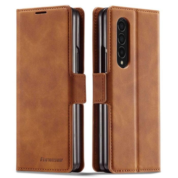 FORWENW - FORWENW Samsung Galaxy Z Fold3 5G Plånboksfodral Konstläder - Brun