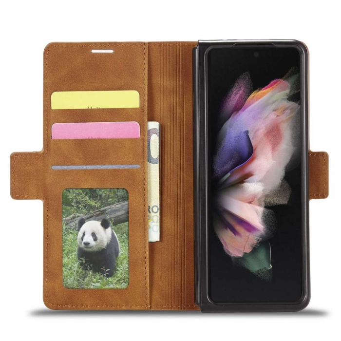 FORWENW - FORWENW Samsung Galaxy Z Fold3 5G Plånboksfodral Konstläder - Brun