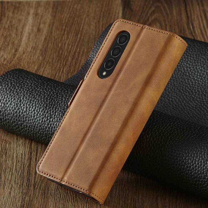 FORWENW - FORWENW Samsung Galaxy Z Fold3 5G Plånboksfodral Konstläder - Brun