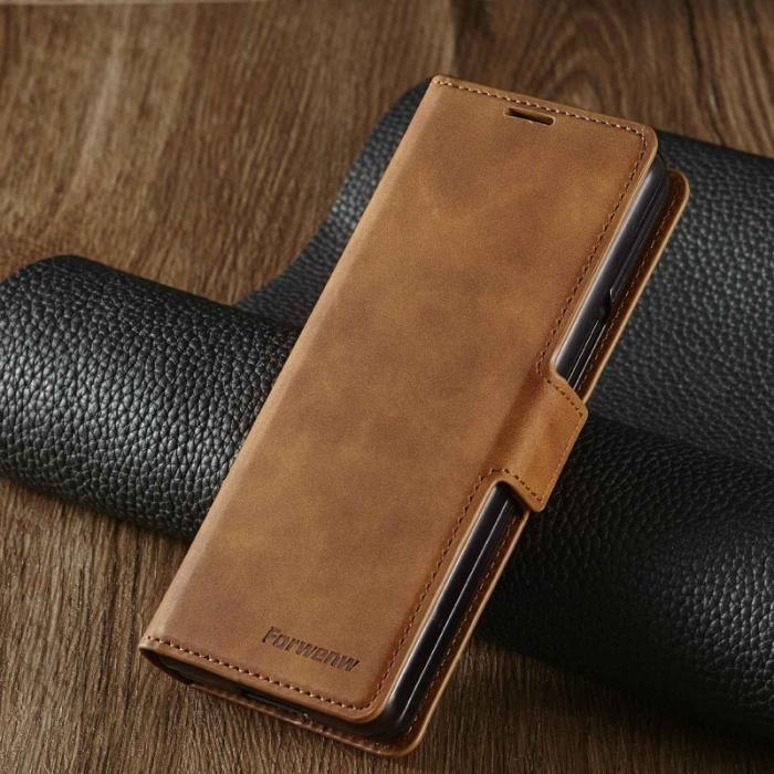 FORWENW - FORWENW Samsung Galaxy Z Fold3 5G Plånboksfodral Konstläder - Brun