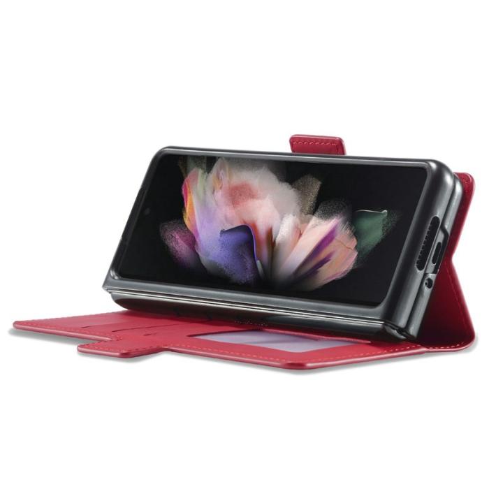 FORWENW - FORWENW Samsung Galaxy Z Fold3 5G Plånboksfodral Konstläder - Röd
