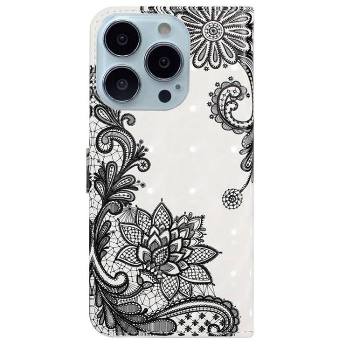 A-One Brand - iPhone 14 Pro Plånboksfodral 3D Pattern - Lace Flower