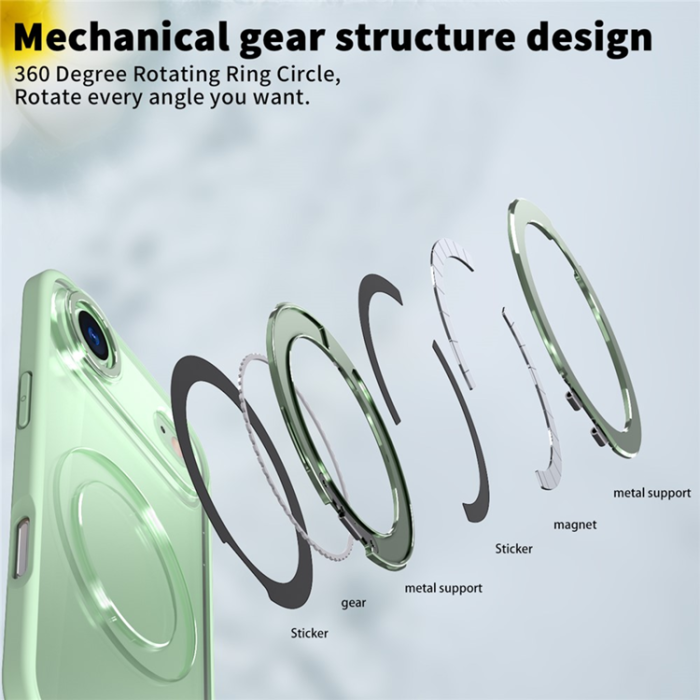 A-One Brand - iPhone Air Mobilskal Ring Kickstand TPU PC Clear - Grön