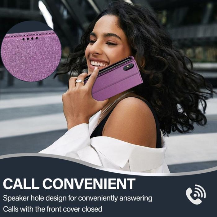 LC.imeeke - LC.IMEEKE L1 Series iPhone XS/X Plånboksfodral Konstläder - Lila