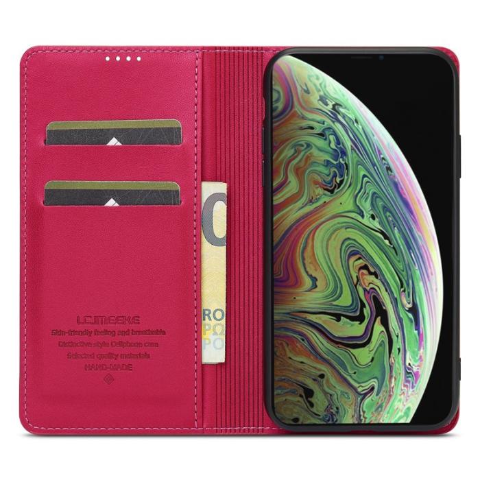 LC.imeeke - LC.IMEEKE L1 Series iPhone XS/X Plånboksfodral Konstläder - Röd