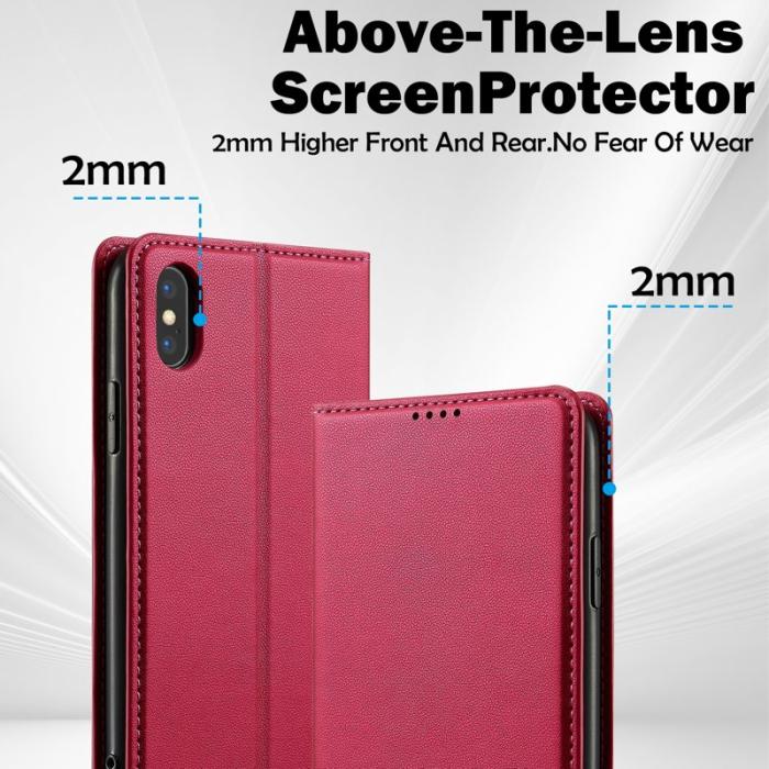 LC.imeeke - LC.IMEEKE L1 Series iPhone XS/X Plånboksfodral Konstläder - Röd