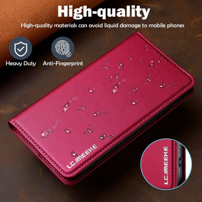 LC.imeeke - LC.IMEEKE L1 Series iPhone XS/X Plånboksfodral Konstläder - Röd