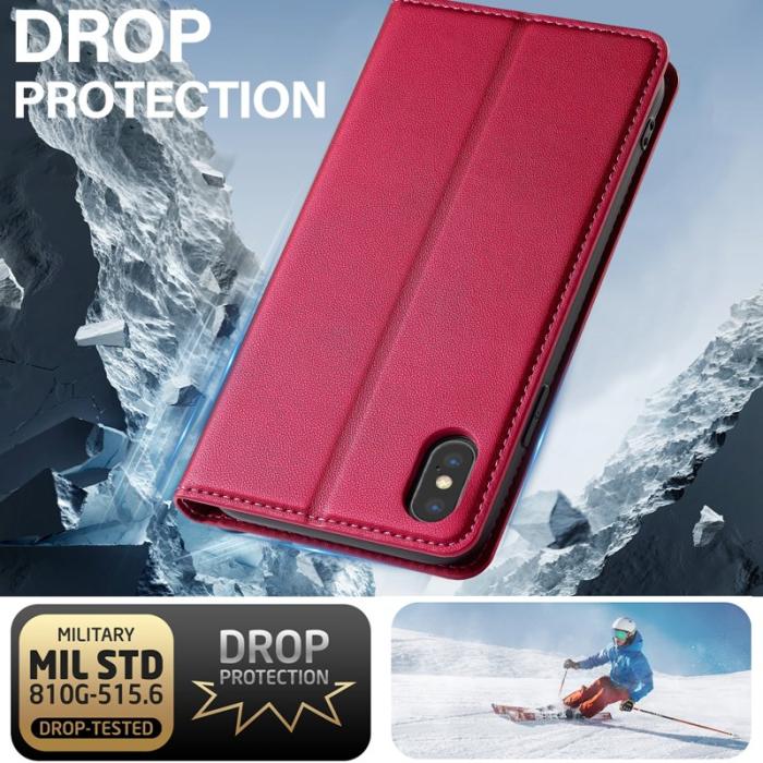 LC.imeeke - LC.IMEEKE L1 Series iPhone XS/X Plånboksfodral Konstläder - Röd