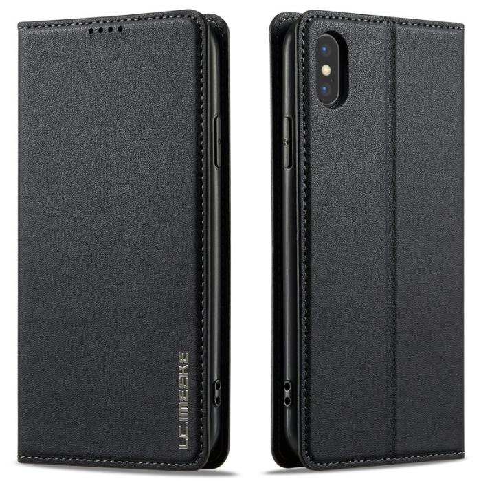 LC.imeeke - LC.IMEEKE L1 Series iPhone XS/X Plånboksfodral Konstläder - Svart