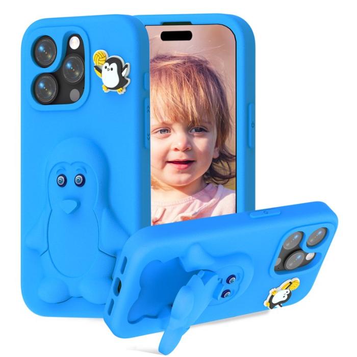 OEM - Penguin Mobilskal till iPhone 14 Pro Max Kickstand Stöttålig EVA - Blå