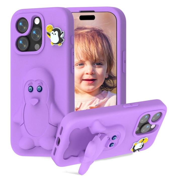 OEM - Penguin Mobilskal till iPhone 14 Pro Max Kickstand Stöttålig EVA - Lila