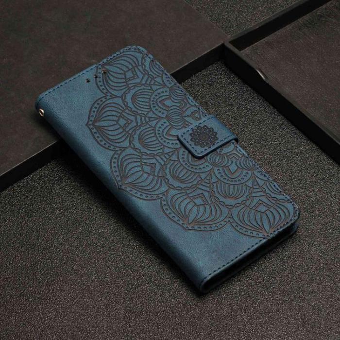 A-One Brand - iPhone 14 Pro Plånboksfodral Mandala Flower - Blå