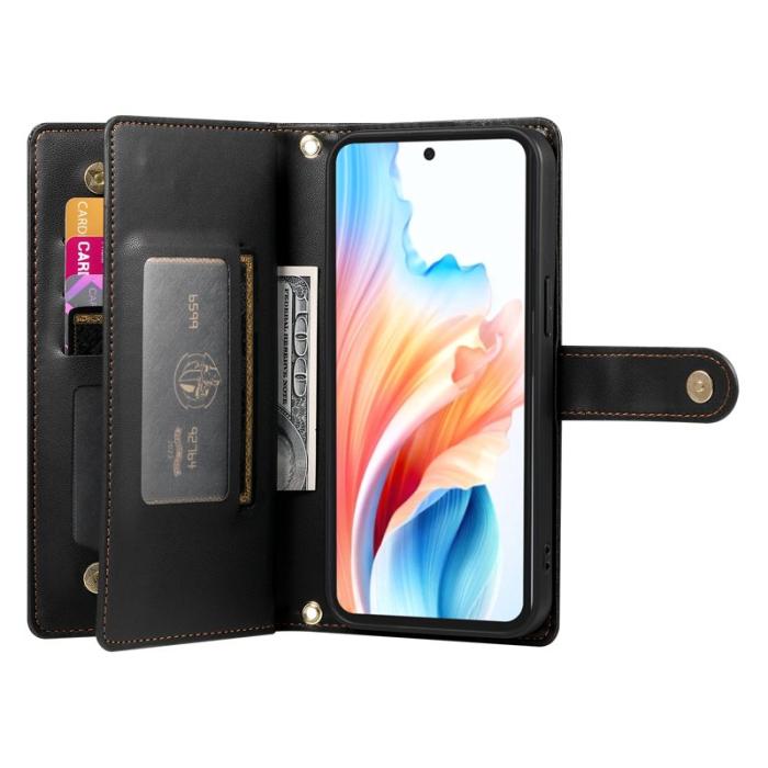OEM - Samsung Galaxy S26 Fodral Dragkedja Äkta Läder - Svart