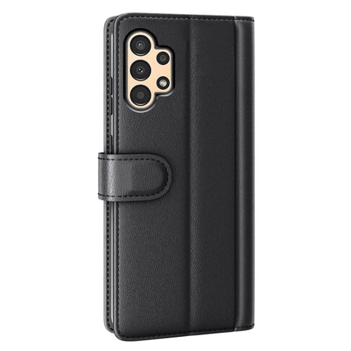 A-One Brand - Folio Flip Äkta Läder Plånboksfodral Galaxy A13 4G - Svart