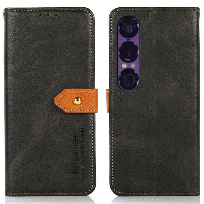 KHAZNEH - Khazneh Sony Xperia 1 VII Plånboksfodral Filp Läder - Svart