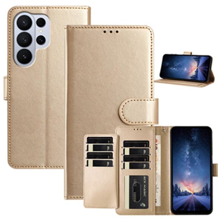 OEM - Samsung Galaxy S26 Ultra Fodral PU Läder Folio Flip - Guld