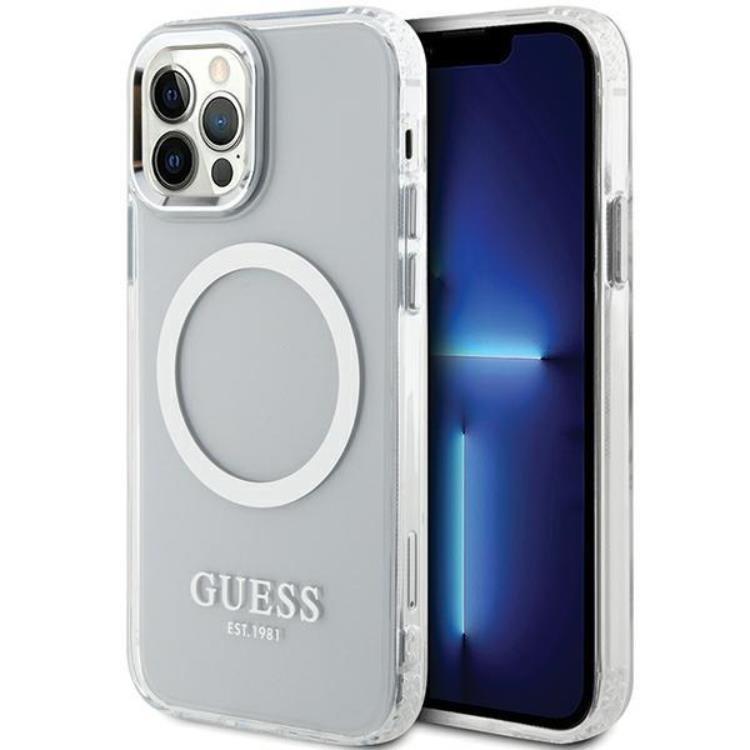 Guess iPhone 12 Pro/12 Mobilskal Magsafe Metall Outline - Silver | 2353 | AlltMobil