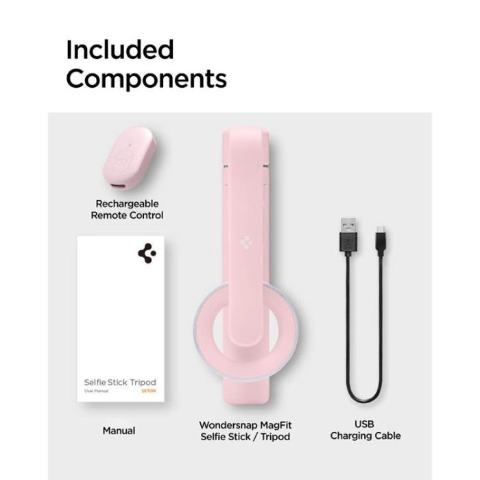 Spigen - Spigen Magsafe Bluetooth Selfie Stick Tripod - Misty Rose