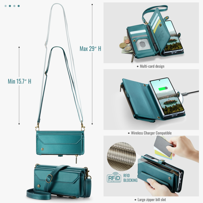 Caseme - CASEME Galaxy Z Fold 7 Plånboksfodral Med Remmar - Grön