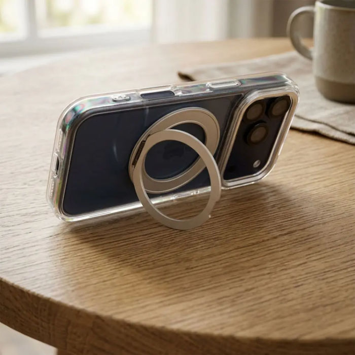 A-One Brand - Mobilskal Magafe iPhone 17 Pro Frame Circle med Stand - Transparent