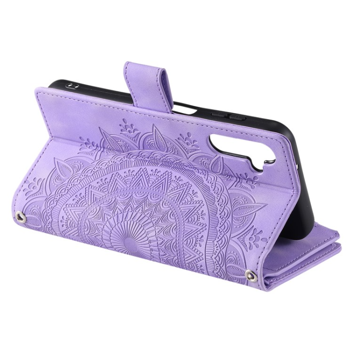 A-One Brand - Galaxy A34 5G Plånboksfodral Mandala Flower Imprinted - Lila