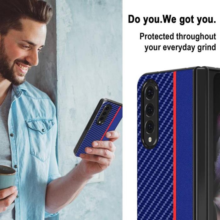 LC.imeeke - LC.IMEEKE Galaxy Z Fold 4 Skal Carbon Fiber - Blå