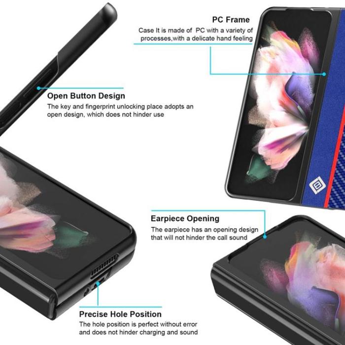 LC.imeeke - LC.IMEEKE Galaxy Z Fold 4 Skal Carbon Fiber - Blå