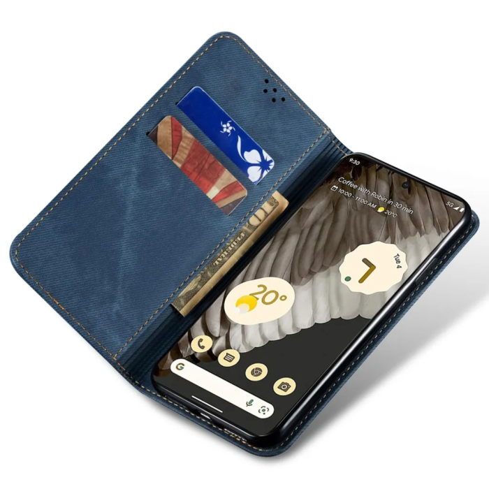 Taltech - Google Pixel 7A Plånboksfodral Texturerat - Blå
