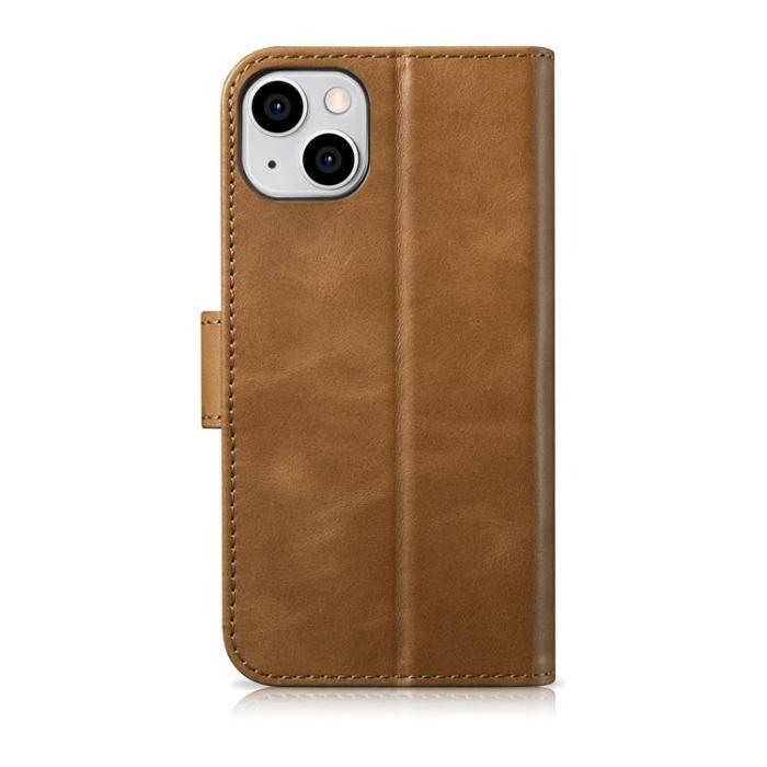ICARER - iCarer iPhone 14 Plånboksfodral 2in1 Äkta Läder Anti-RFID - Brun