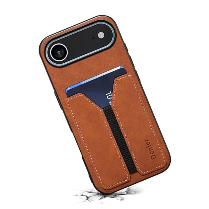 DENIOR - DENIOR iPhone Air Mobilskal Elastic Korthållare - Brun