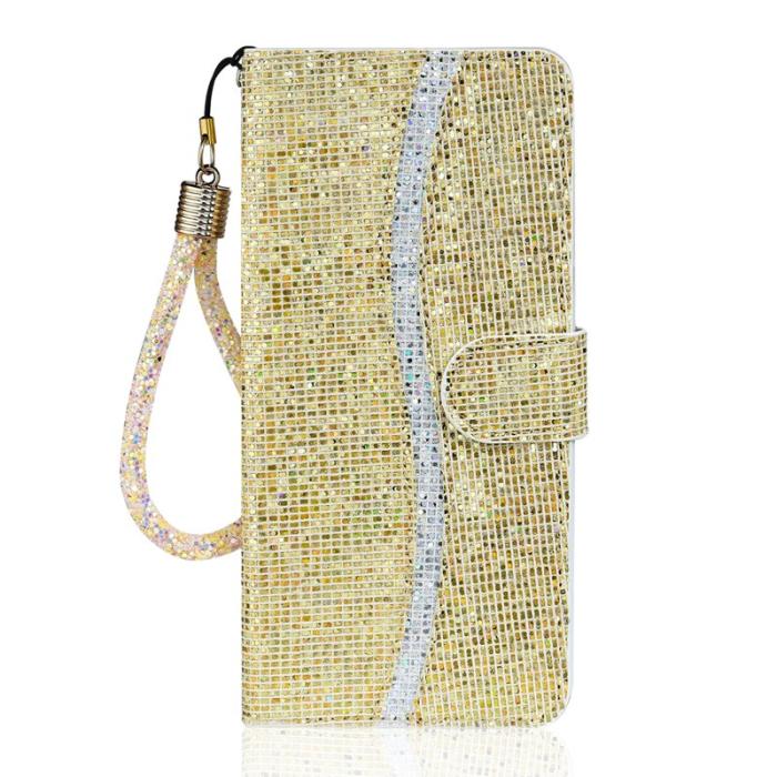 OEM - Samsung Galaxy S26 Fodral PU Läder Kortfickor Glittrande - Guld