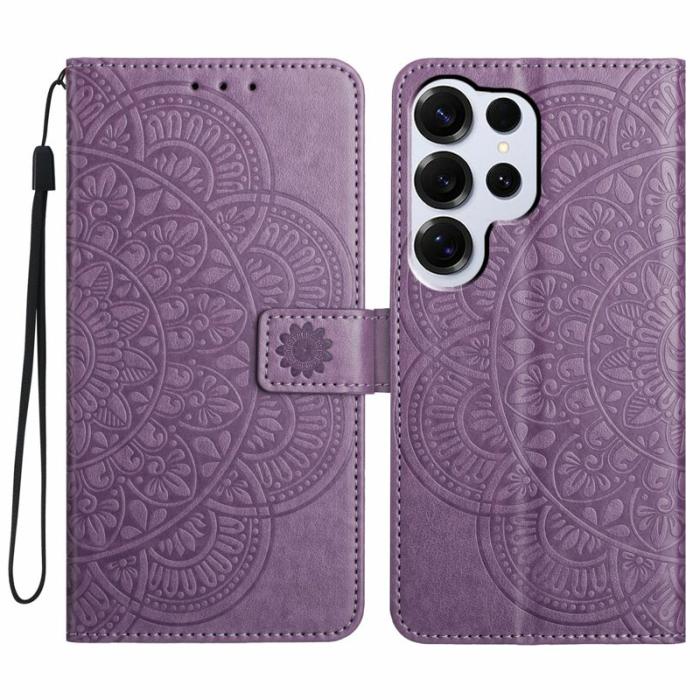 OEM - Samsung Galaxy S26 Ultra Skal Äkta Läder Mandala Mönster - Lila