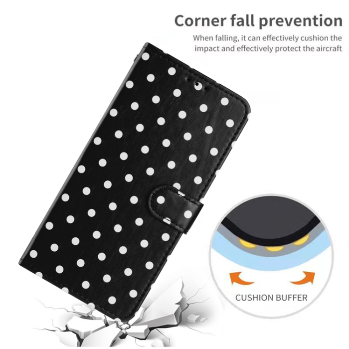 A-One Brand - OnePlus 15 5G Plånboksfodral Polka Dot Pattern Läder - Svart
